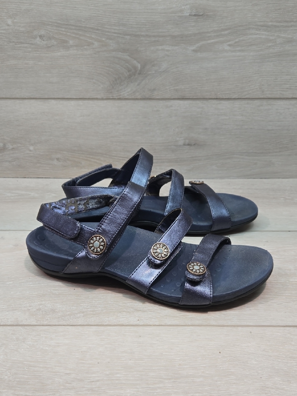 Vionic Women's Metallic Leather Multi-Strap Comfort Sandals Shoes Sz 7